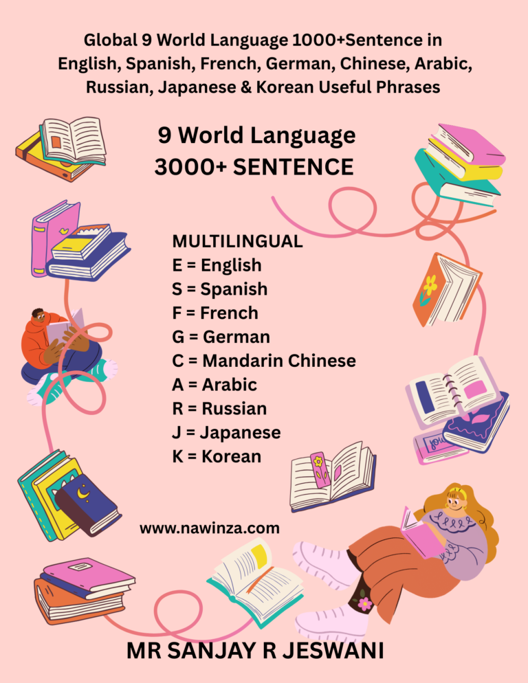 global 9 world language 1000+sentence in english, spanish, french, german, chinese, arabic, russian, japanese & korean useful phrases (1)