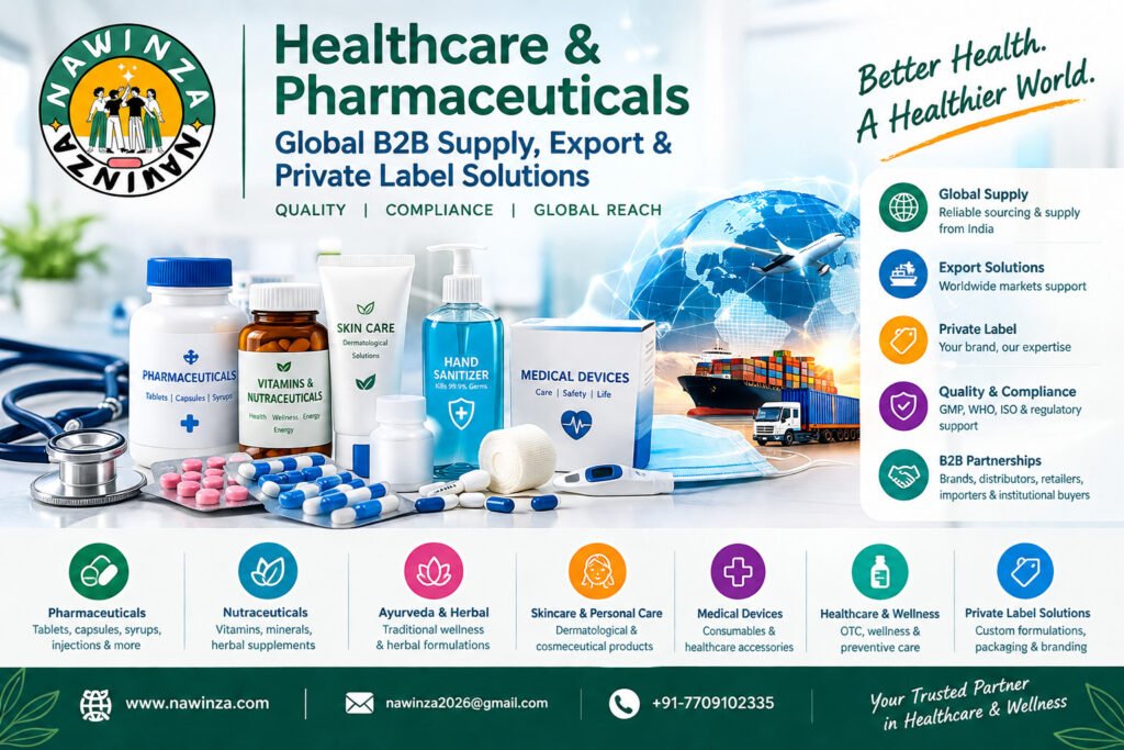 healthcare & pharmaceuticals global b2b supply export & private label solutions