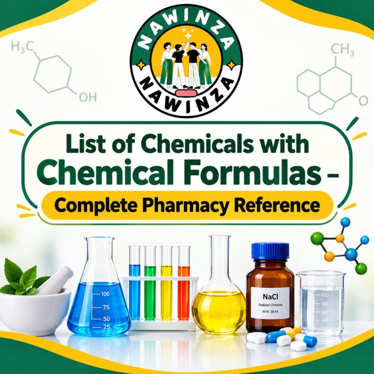list of chemicals with chemical formulas complete pharmacy reference